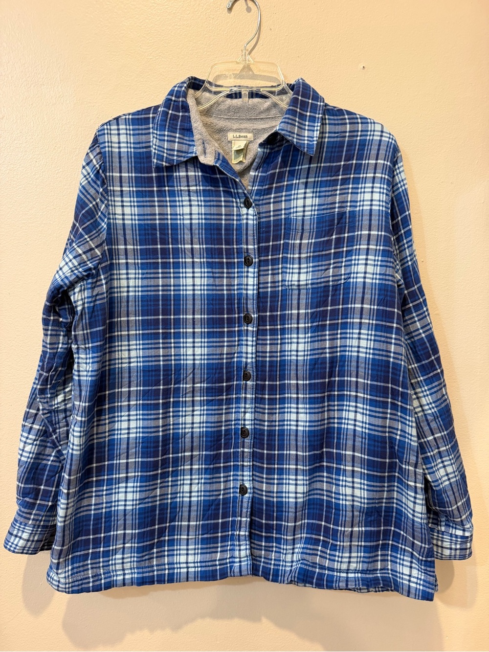 L.L. Bean Men’s Blue and White Plaid Button-Down Shirt
